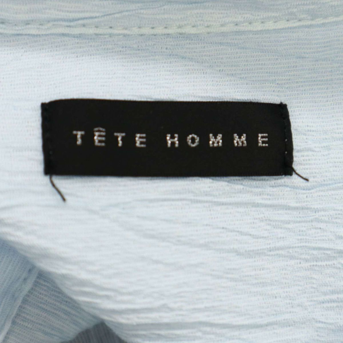 TETE HOMME テットオム 通年 長袖 シワ加工★ シュリンク ストライプ シャツ Sz.M　メンズ　C3T07235_8#C_画像5