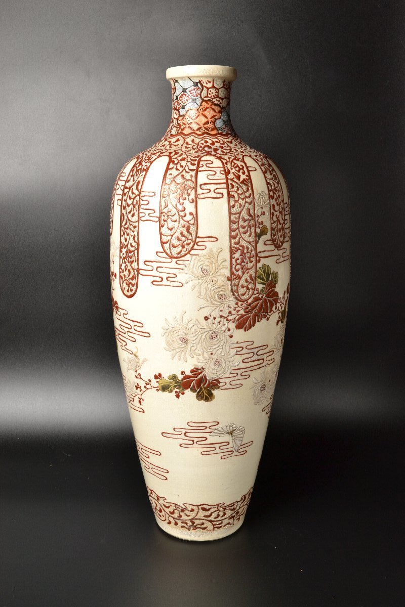Yahoo!オークション - 【 薩摩焼 花蝶図花瓶 明治時代 46cm 】