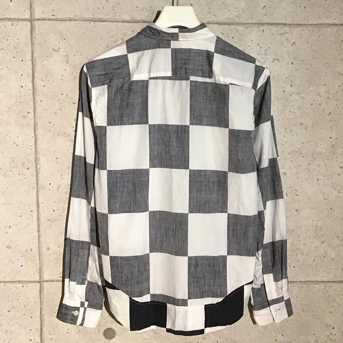 ONtheCORNER ITEM No.1116/COMMEdesGARCONS HOMMEPLUS コムデギャルソンオムプリュス ブロックチェック 切り返しブラウス 02ss size:M_画像2