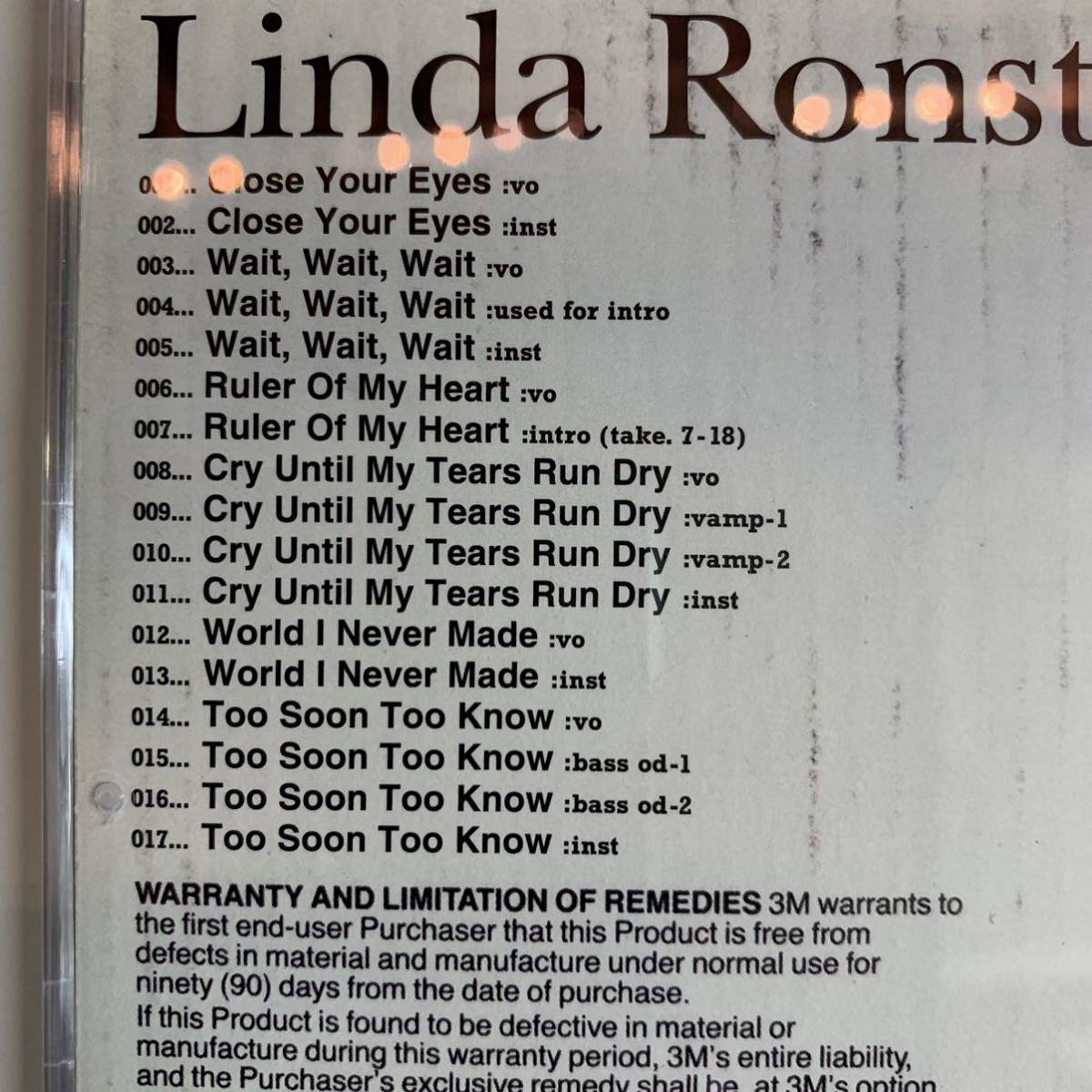 LINDA RONSTADT / ULTRASONIC STUDIO CD Mid Valley Recordsオリジナル貴重盤_画像3