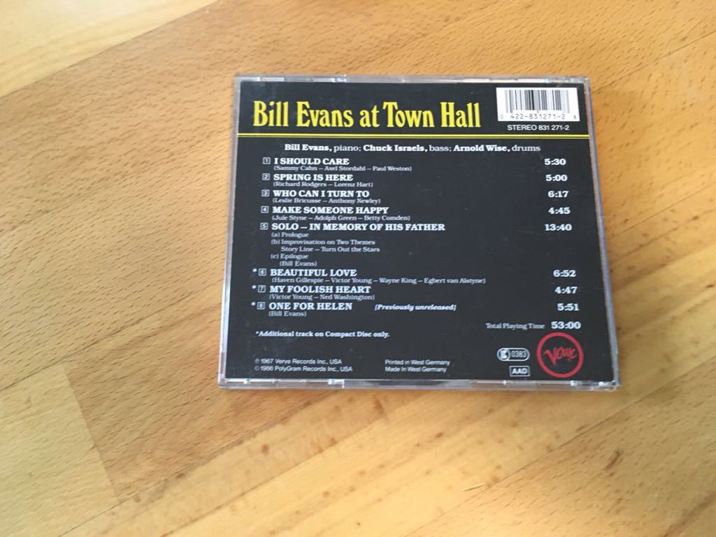 （西独盤）Bill Evans Trio / At Town Hall Volume One(Made in West Germany)西ドイツ／ビル・エヴァンス/全面アルミ蒸着／Full Silver_画像2