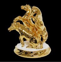 アンティーク調　イタリア輸入　ゴージャスゴールド色　特大　ゴールドホースの置物　3頭　ゴールド色の馬の置物　3頭