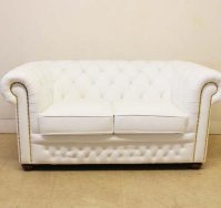  America import Cesta - field antique style French Country style white imitation leather + leather trim love sofa 