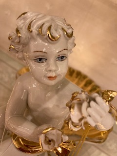  Italy import antique style lovely angel. ornament type gorgeous Gold color player -to angel. player -to angel. tray 