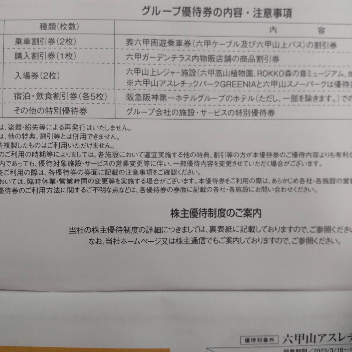 阪急阪神ホールディングスの株主回数乗車証(4回カード)。有効期限は2024年5月31日まで。　グループ優待券/有効期限2023年11月30日まで_画像6
