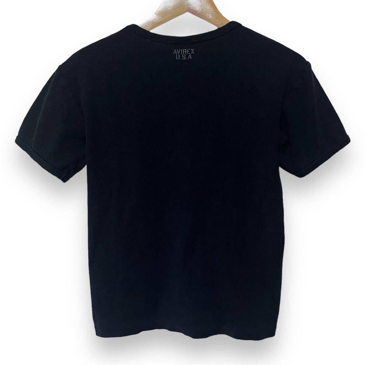 AVIREX Avirex tei Lee DAILY short sleeves T-shirt black undecorated fabric black tops lady's attire goods secondhand goods [4890]F