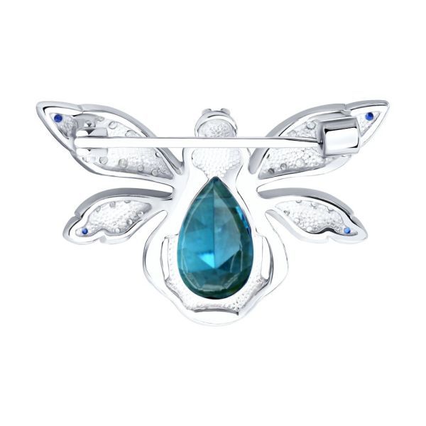 [ Russia * jewelry * clock *SOKOLOV][#SOK0125](-2)^[ free shipping ] silver 925 [ fly ] Cubic Zirconia brooch blue series 