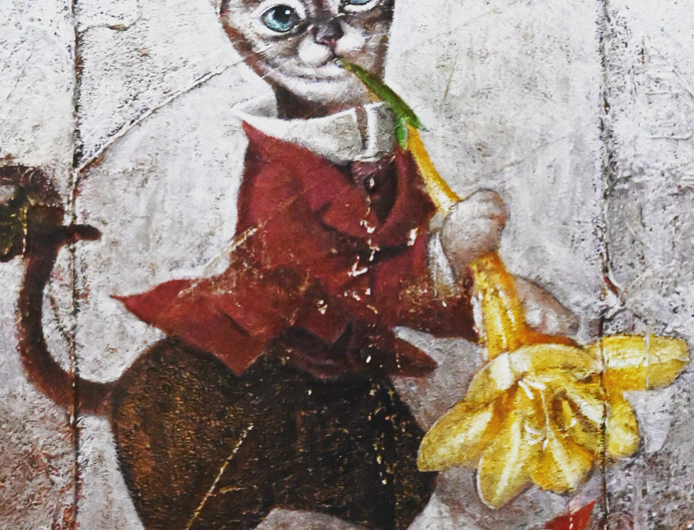 高橋幸恵【真作】油彩１０号『フリージア』銀座「一枚の絵画廊」扱い 猫 絵画
