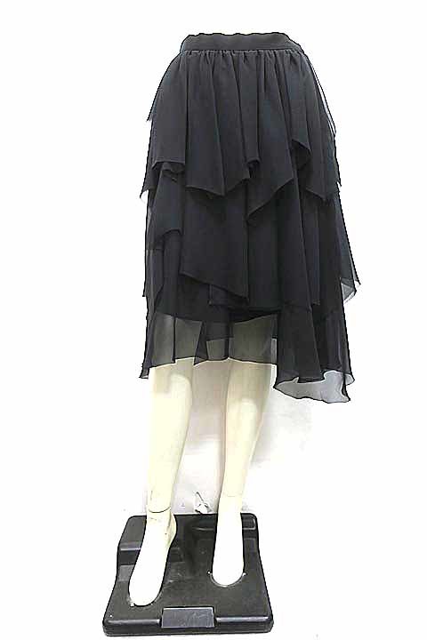 【中古】LANVIN collection ランバンコレクション スカート レディ―ス デザインスカート ブラック 日本製 サイズ38