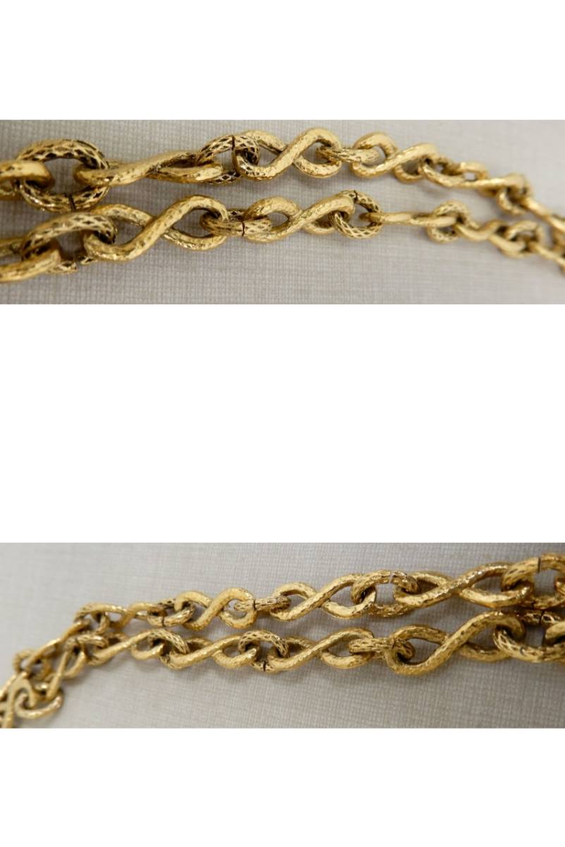 M380/Chanel シャネル ココマーク 2連チェーン クラウン ネックレス/ ゴールドカラー 王冠 ペンダント ヴィンテージシャネル ハイブランドの画像8