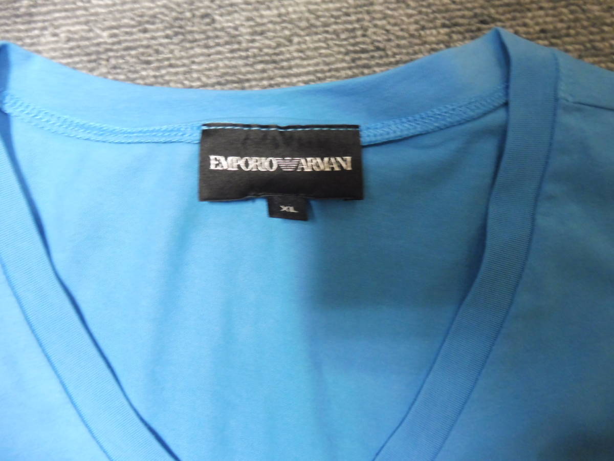 エンポリオアルマーニ EMPORIO ARMANI　半袖Tシャツ　XL　ブルー　ストレッチ素材　日本正規品　b_画像2