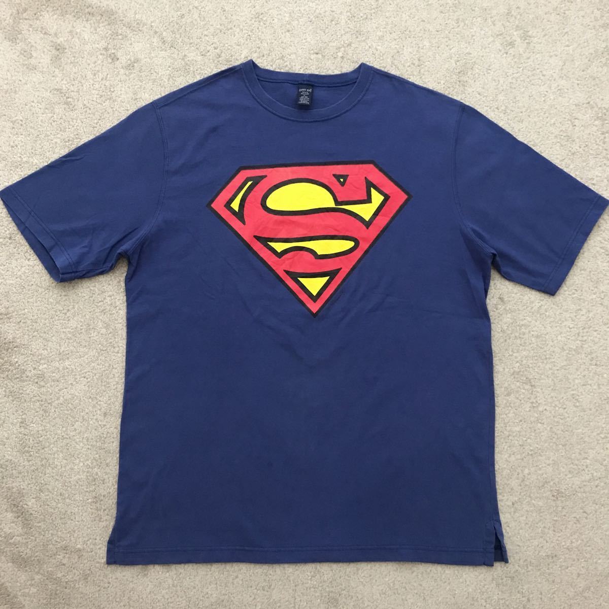 90s USA製 LANDS' END ランズエンド × SUPERMAN スーパーマン Tシャツ mens LARGE 42-44 DC COMICS ビンテージ 半袖 Sロゴ MADE IN USA_画像1