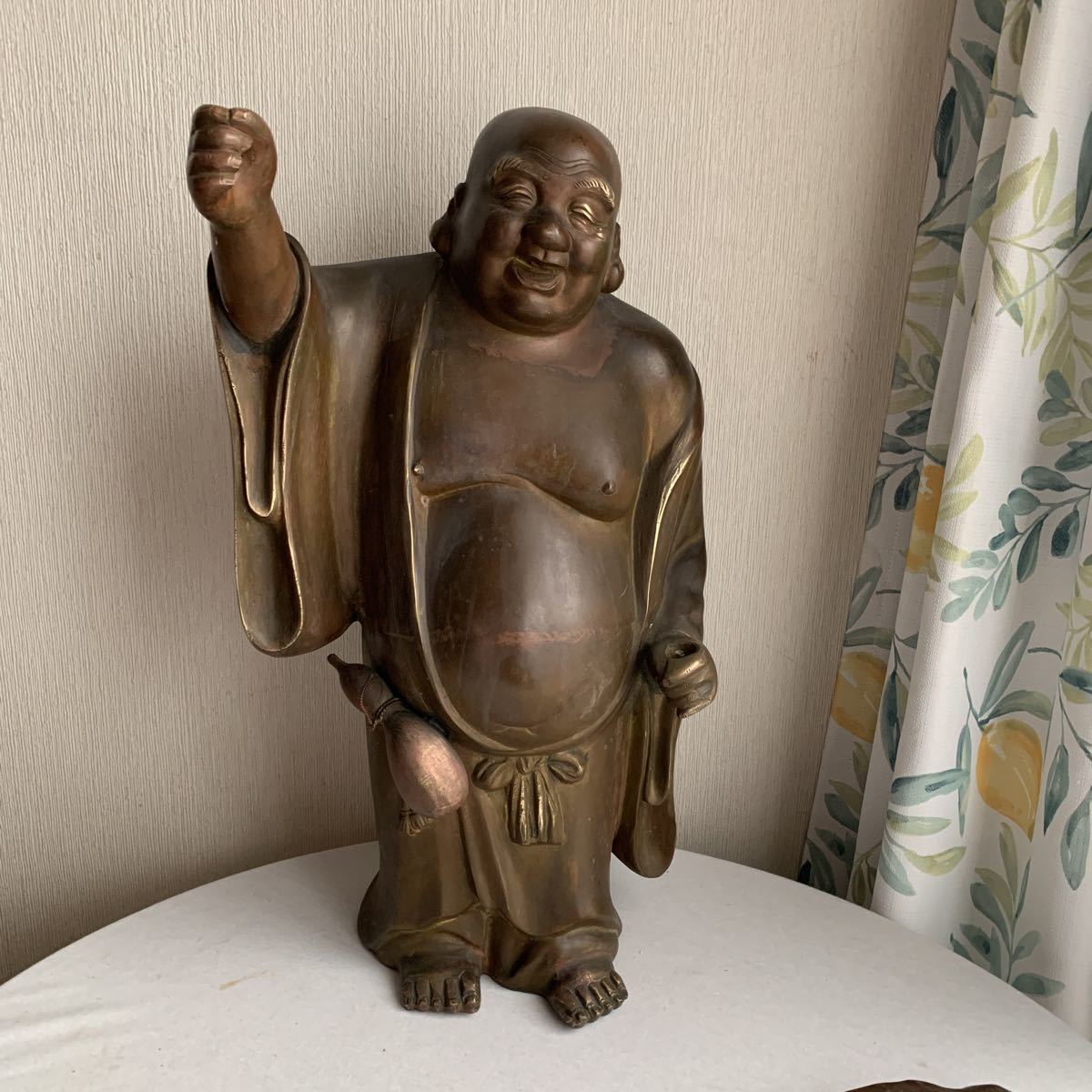 布袋様　唐金　仏教美術 銅製　高岡工芸品 本体高さ５１cm 蔵出し品　現状品_画像4
