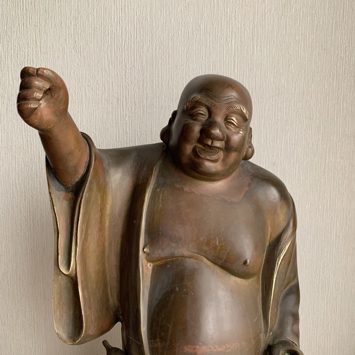 布袋様　唐金　仏教美術 銅製　高岡工芸品 本体高さ５１cm 蔵出し品　現状品_画像8
