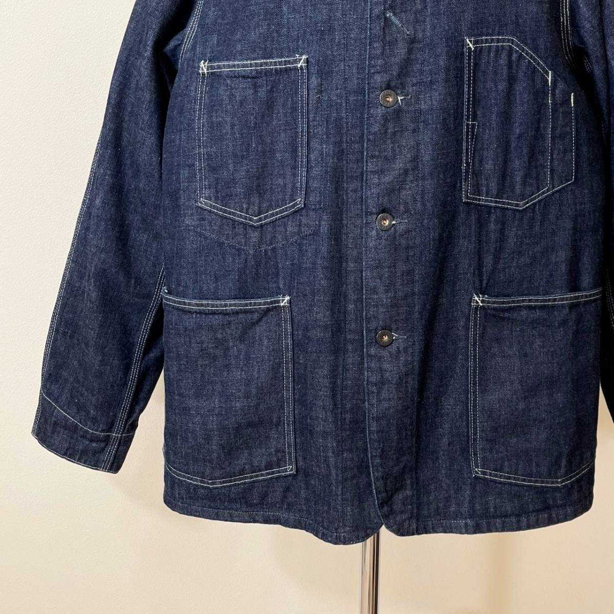 希少《 Mint Condition / Old Model / Large 》2000s 極上品【 POST OVERALLS インディゴ エンジニア デニム ジャケット アメリカ製 L 】_画像4