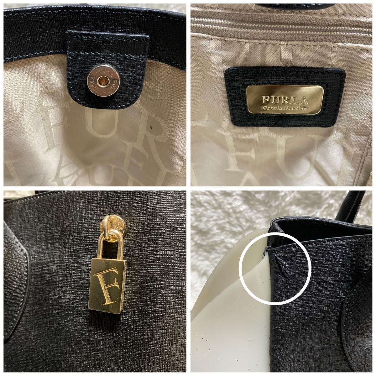 極希少】FURLA フルラ トートバッグ チャーム 南京錠 PVC×レザー