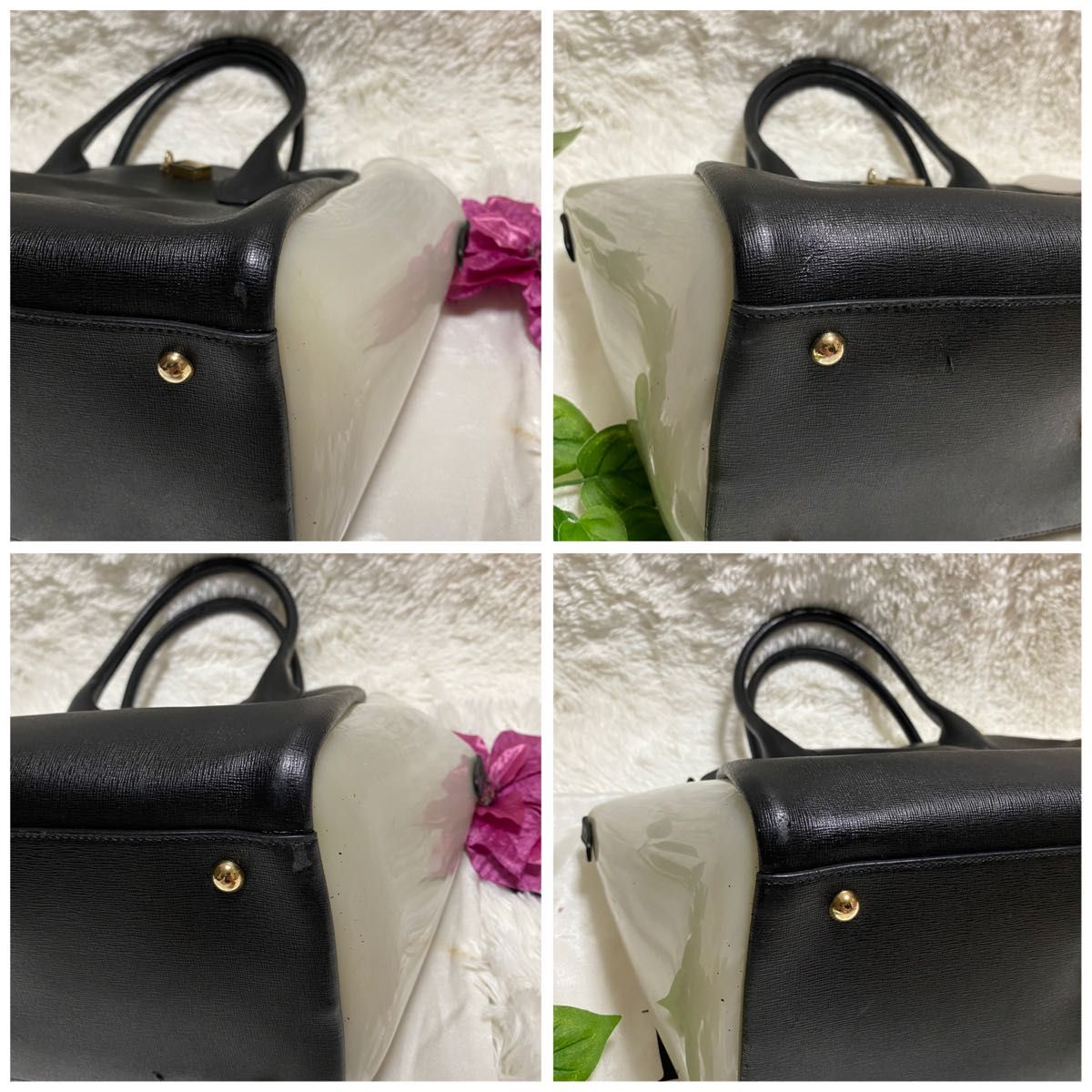 極希少】FURLA フルラ トートバッグ チャーム 南京錠 PVC×レザー