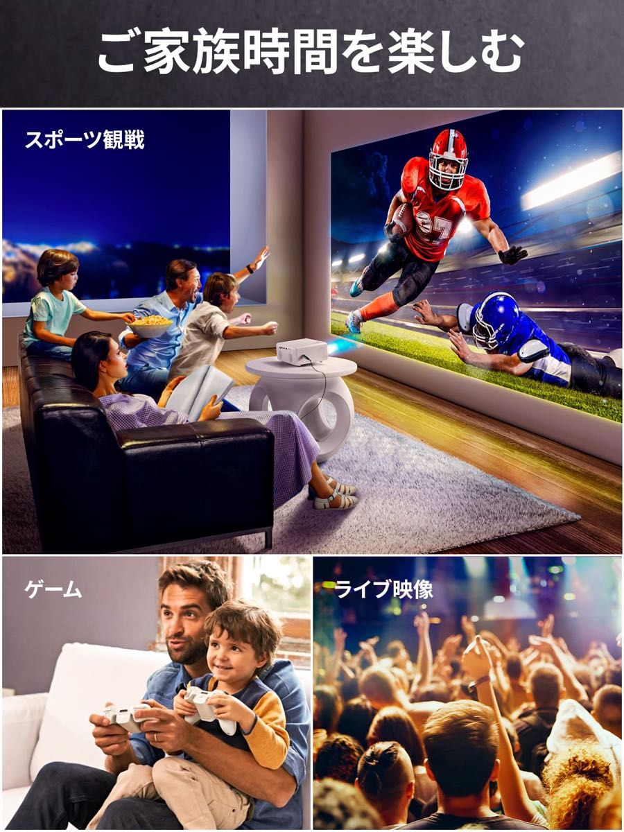 CLOKOWE 小型プロジェクター 2.4G+5GWiFi 9500lm ネイティブ1080P スマホと直接接続 変換ケーブル不要
