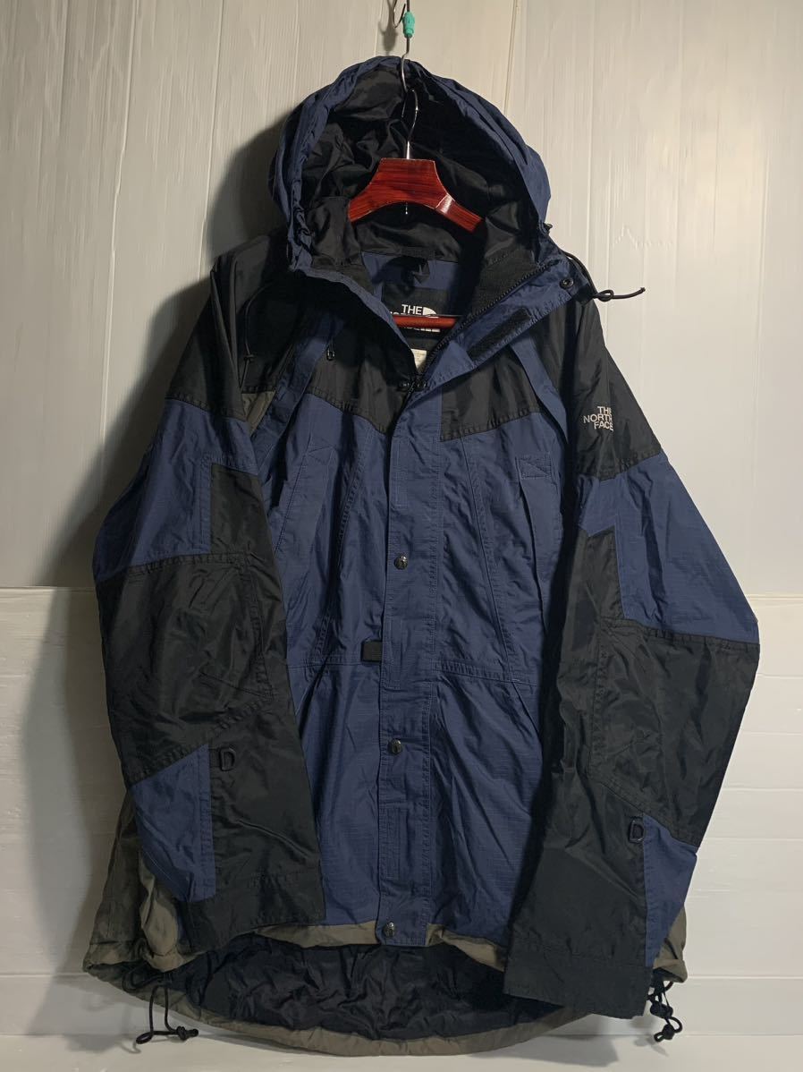 ヴィンテージ THE NORTH FACE ザノースフェイス バイカラー切替　収納フード　Mt. Shuksan Jacket 紺　マウンテンパーカ　ジャケット　XL_画像4