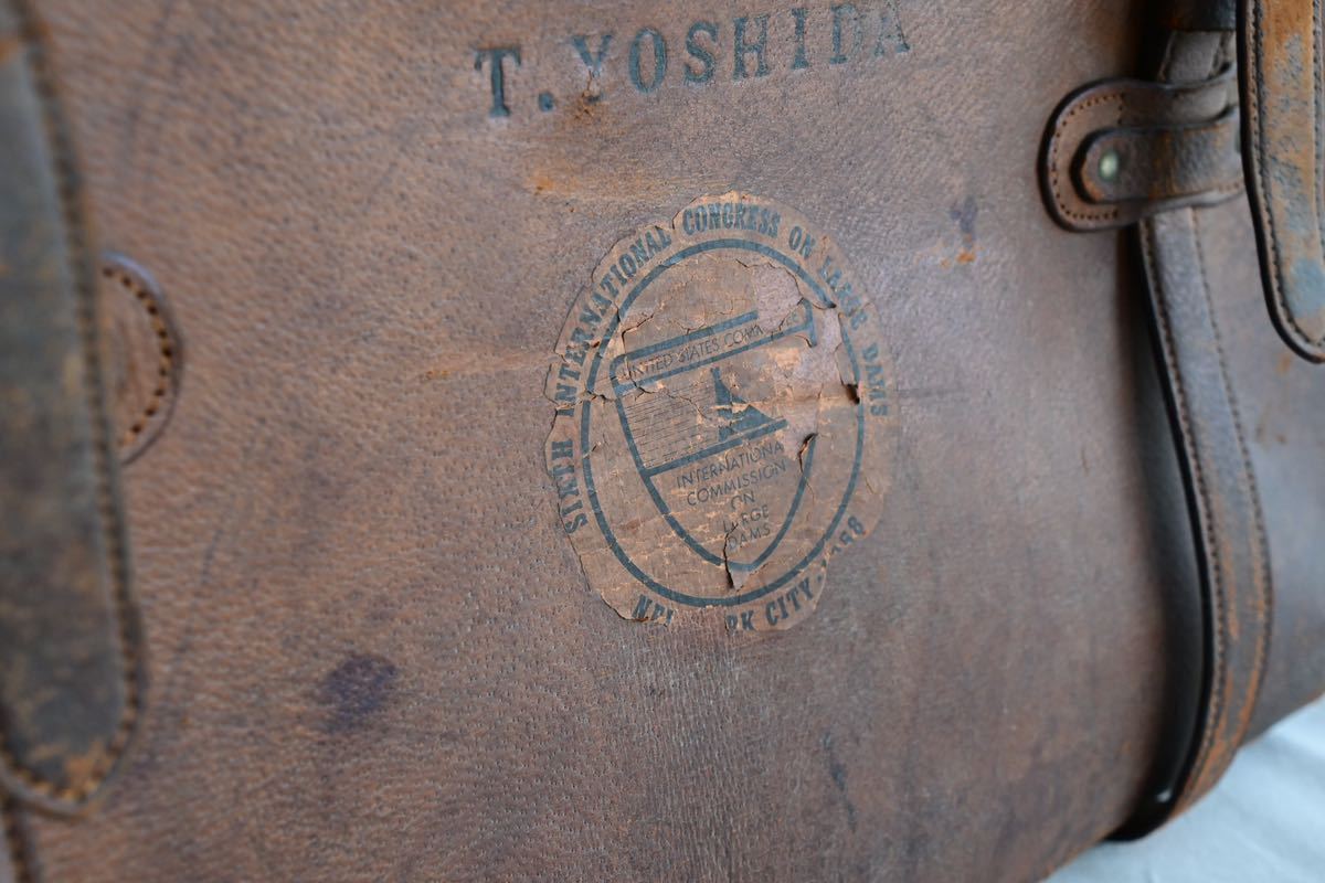 ヴィンテージ 資料 レザーバッグ 日本 YOSHIDA アンティーク 古革 インテリア ディスプレイ 古着屋 骨董_画像4