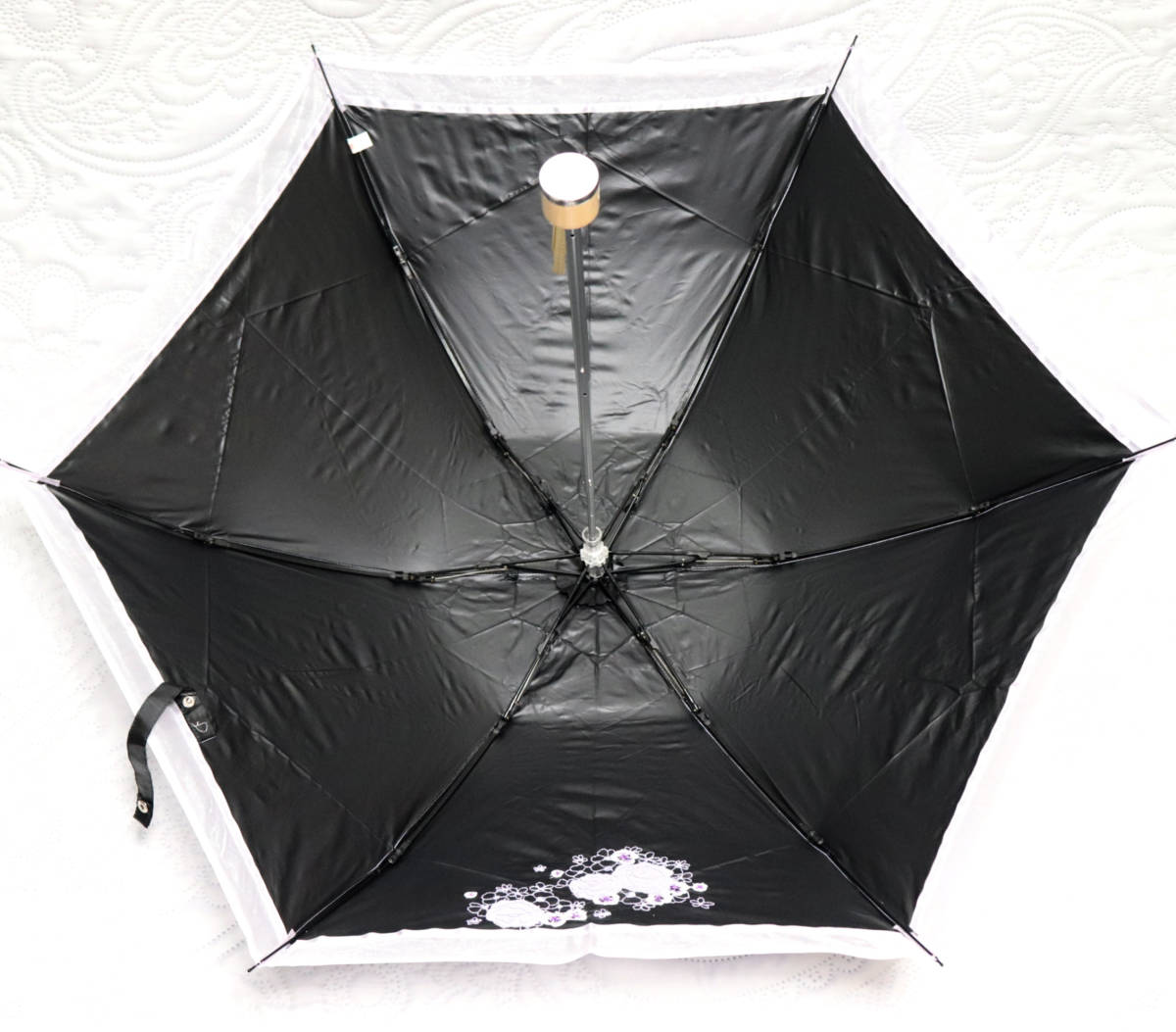 新品タグ付き【Fioretta yoko takeuchi】晴雨兼用折りたたみ傘 透け感 レース刺繍 雨傘 日傘 ラベンダー v3312_画像7
