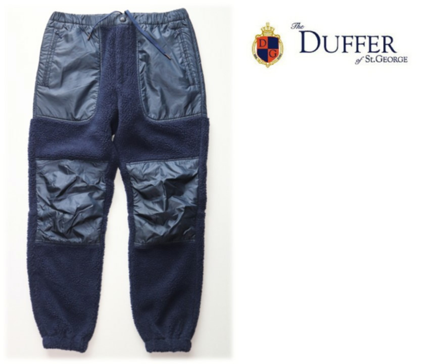 新品タグ付き【THE DUFFER ダファー】ふわふわ暖かいフリース 切替 ジョガーパンツ スウェットパンツ 黒 S v1493_画像1