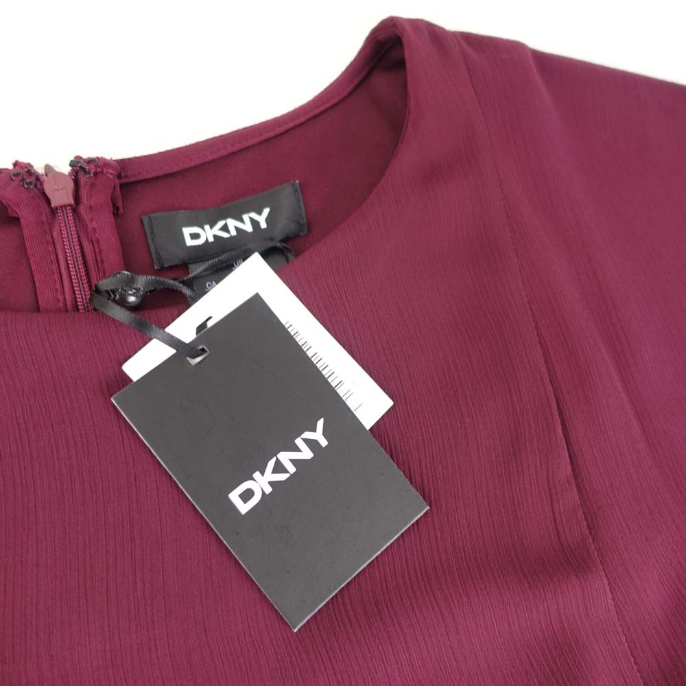 新品 DKNY 10/15号 ダナキャラン 紫 シフォン ワンピース パーティドレス 長袖 膝丈 結婚式 二次会 披露宴 フォーマル お呼ばれ 輝41N1002_画像8