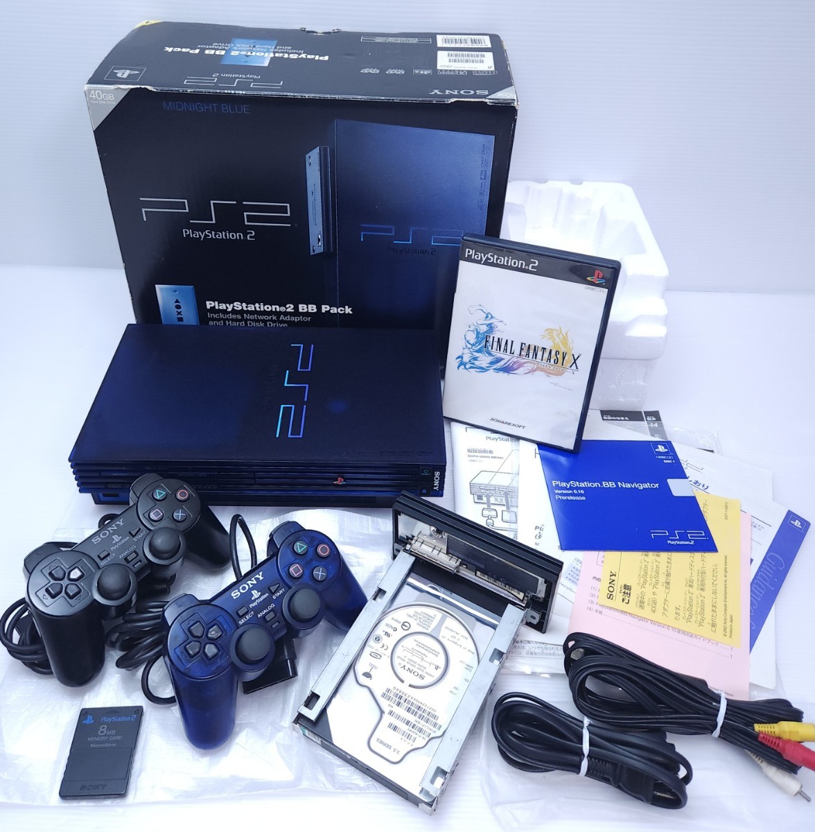 美品 動作品 希少カラー ミッドナイトブルー BBパック PS2 本体セット プレステ2 プレイステーション2 PlayStation2 SCPH-50000 MB/NH