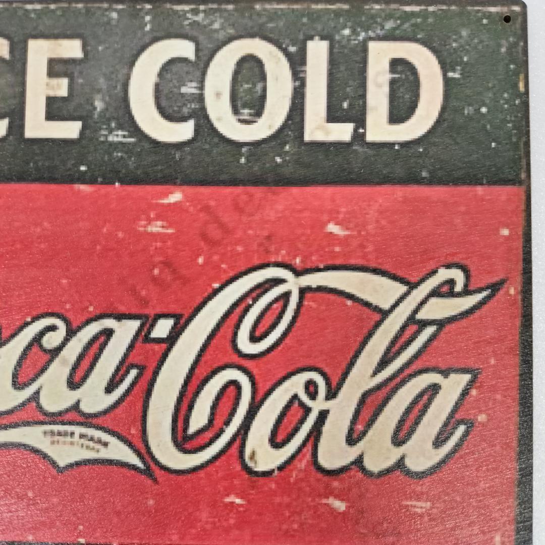 (85) ベニヤ 看板 ポスター レトロ 昭和 コカ・コーラ Coca-Cola_画像3