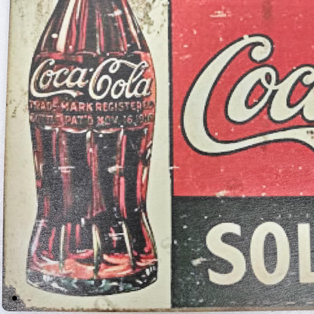 (85) ベニヤ 看板 ポスター レトロ 昭和 コカ・コーラ Coca-Cola_画像4