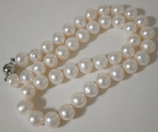 本真珠ネックレス 45cm 丸玉 10mm 11mm 63g 留め具 18KGP パール