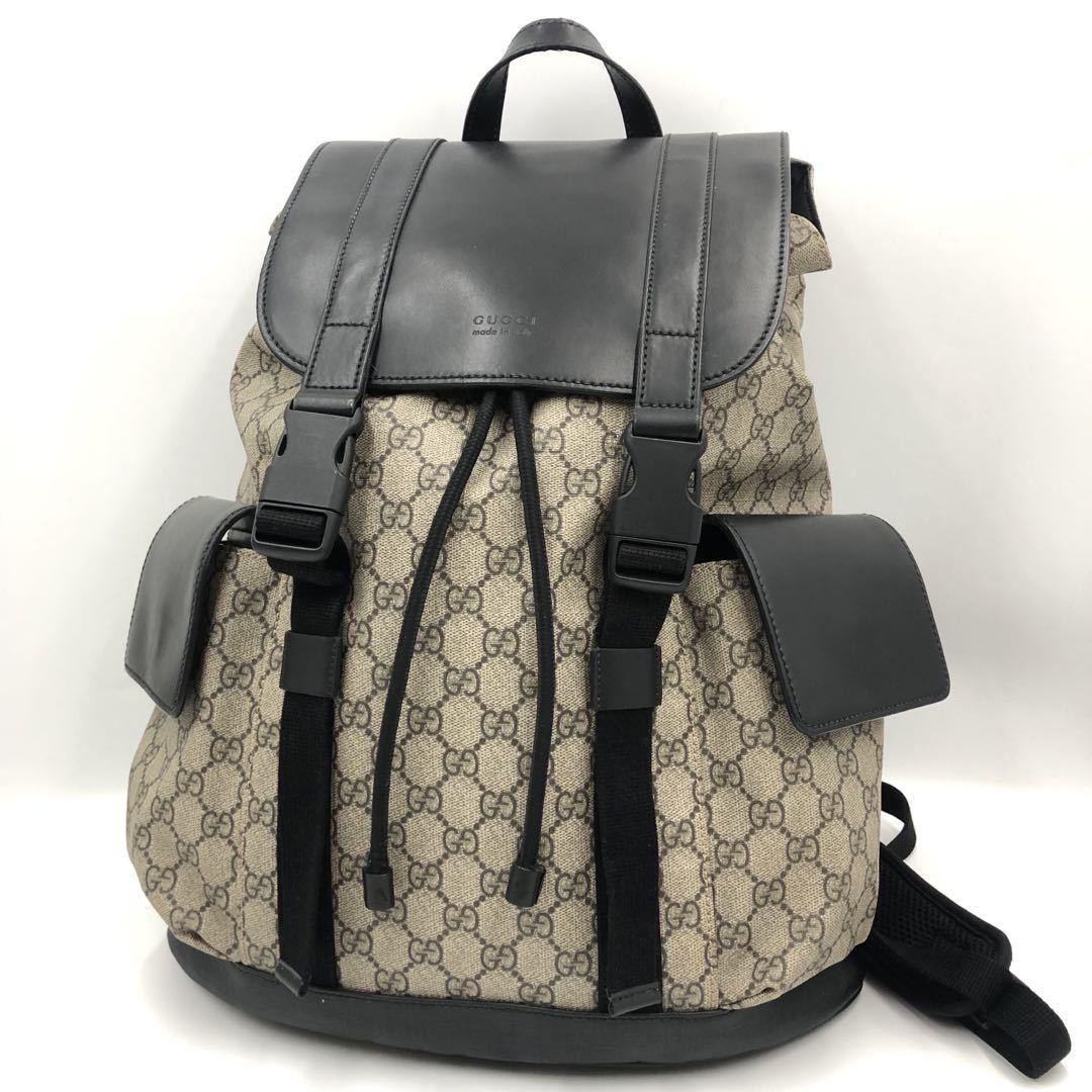 1円【美品入手困難】GUCCI グッチGGスプリームGG柄リュックバック