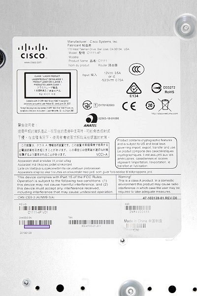 Cisco/シスコ ISR 1100シリーズ サービス統合型ルータ△C1111-4P 中古