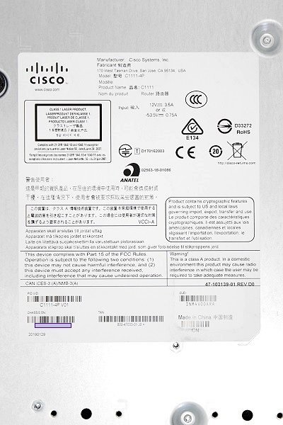 Cisco/シスコ ISR 1100シリーズ サービス統合型ルータ△C1111-4P 中古