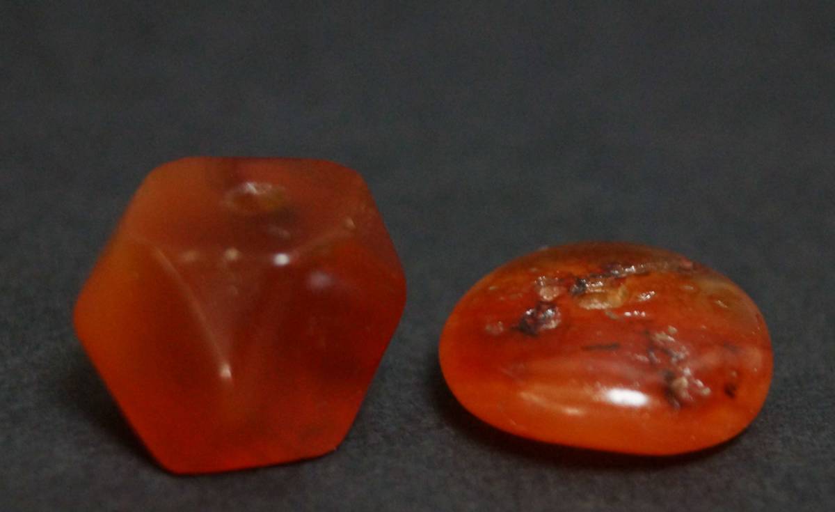 寂】古いメノウ瑪瑙根付緒締玉提げ物装飾品☆時代物☆二点セットs50801