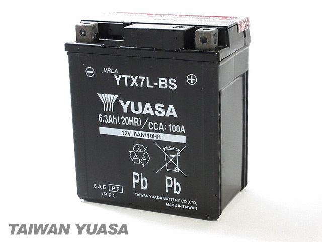 台湾ユアサバッテリー YUASA YTX7L-BS ◆互換 FTX7L-BS スーパーシェルパー ジェベル200 グラストラッカー イントルーダー250 RG200ガンマ_画像3