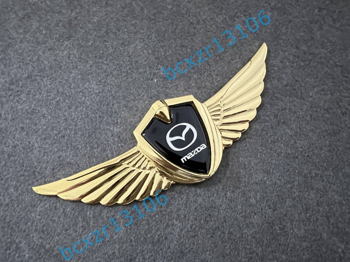 * Mazda MAZDA* Gold * sticker emblem cover car Logo automobile scratch .. parts wing type 3D solid parts simple cohesion powerful cohesion 