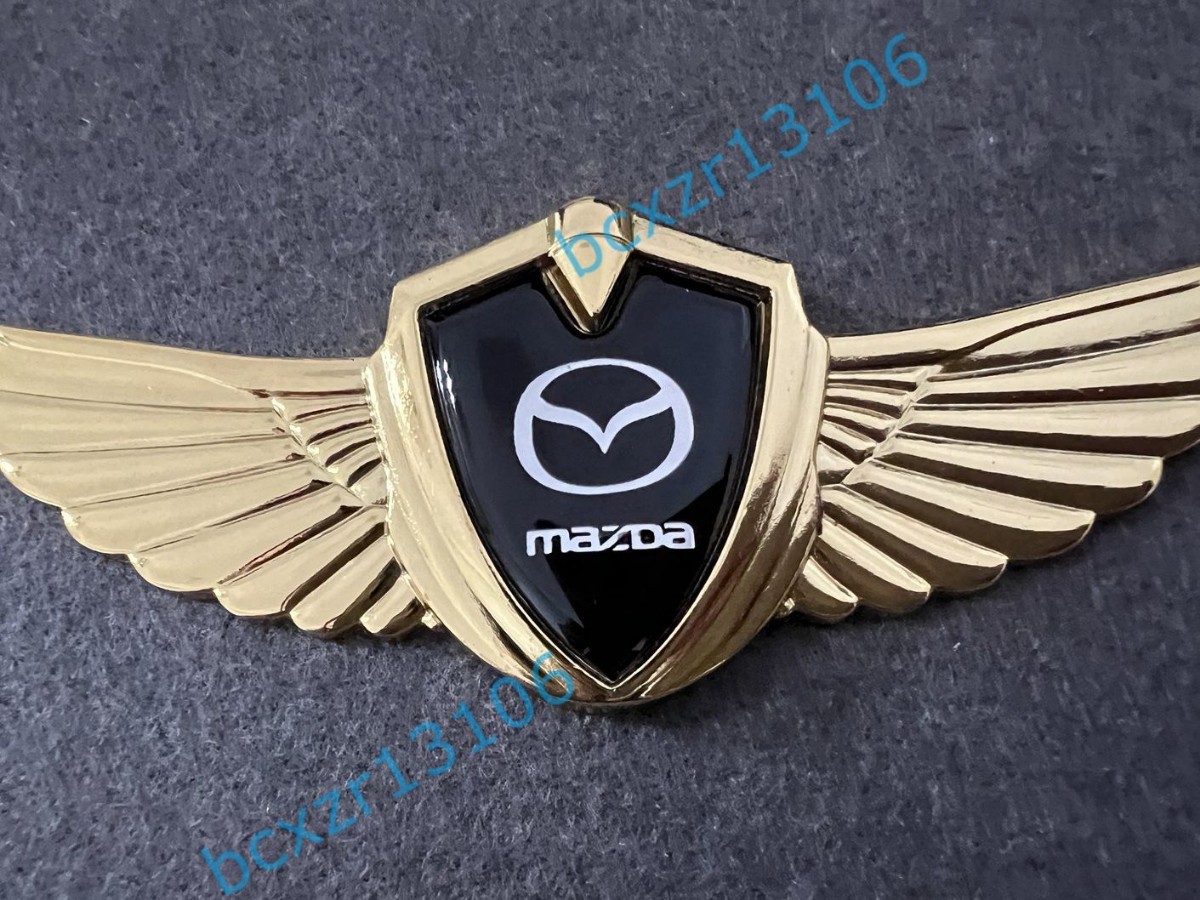 * Mazda MAZDA* Gold * sticker emblem cover car Logo automobile scratch .. parts wing type 3D solid parts simple cohesion powerful cohesion 