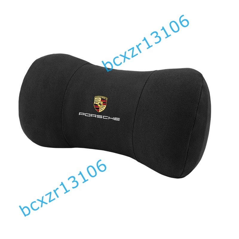  Porsche PORSCHE* car set neck pad 1 piece + small of the back cushion 1 piece memory neck pillow suede material fatigue prevention head rest car supplies black 