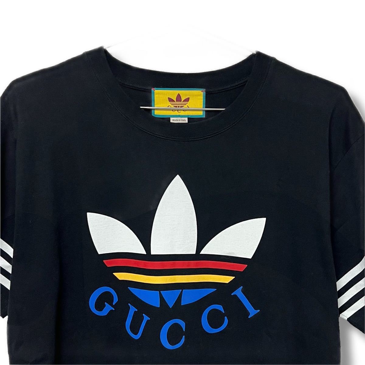 GUCCI × adidas グッチ　アディダス コラボ　22SS Tシャツ　トレフォイルロゴ　ブラック_画像3