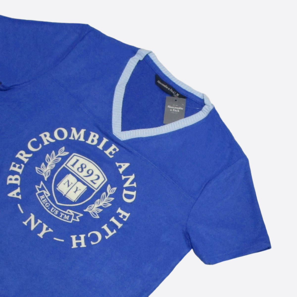 ★SALE★Abercrombie & Fitch/アバクロ★ヴィスコースニット半袖VネックTシャツ (Blue/M)_画像2