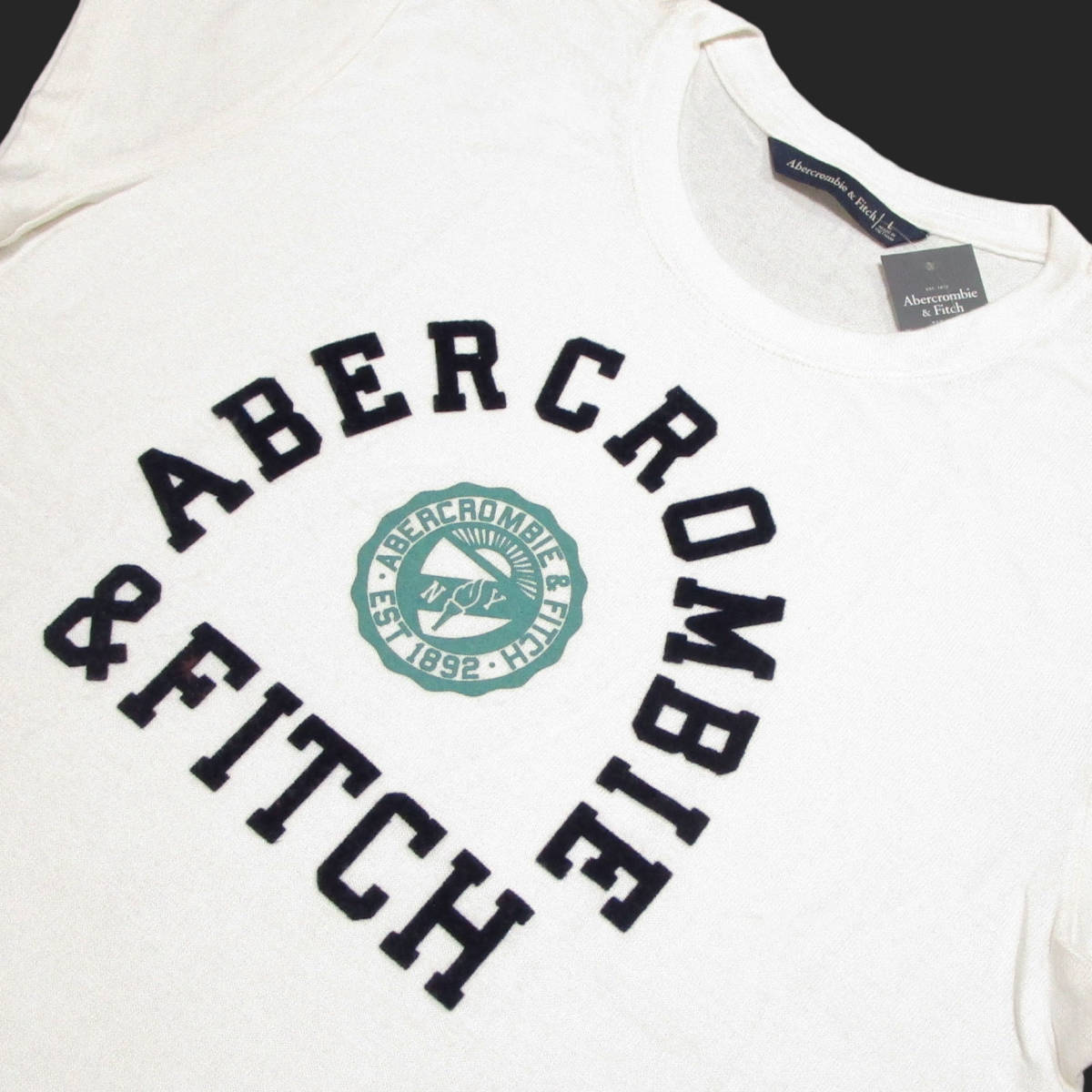 ★SALE★Abercrombie & Fitch/アバクロ★ヴィスコースニット半袖Tシャツ (Off Whitel/L)_画像4