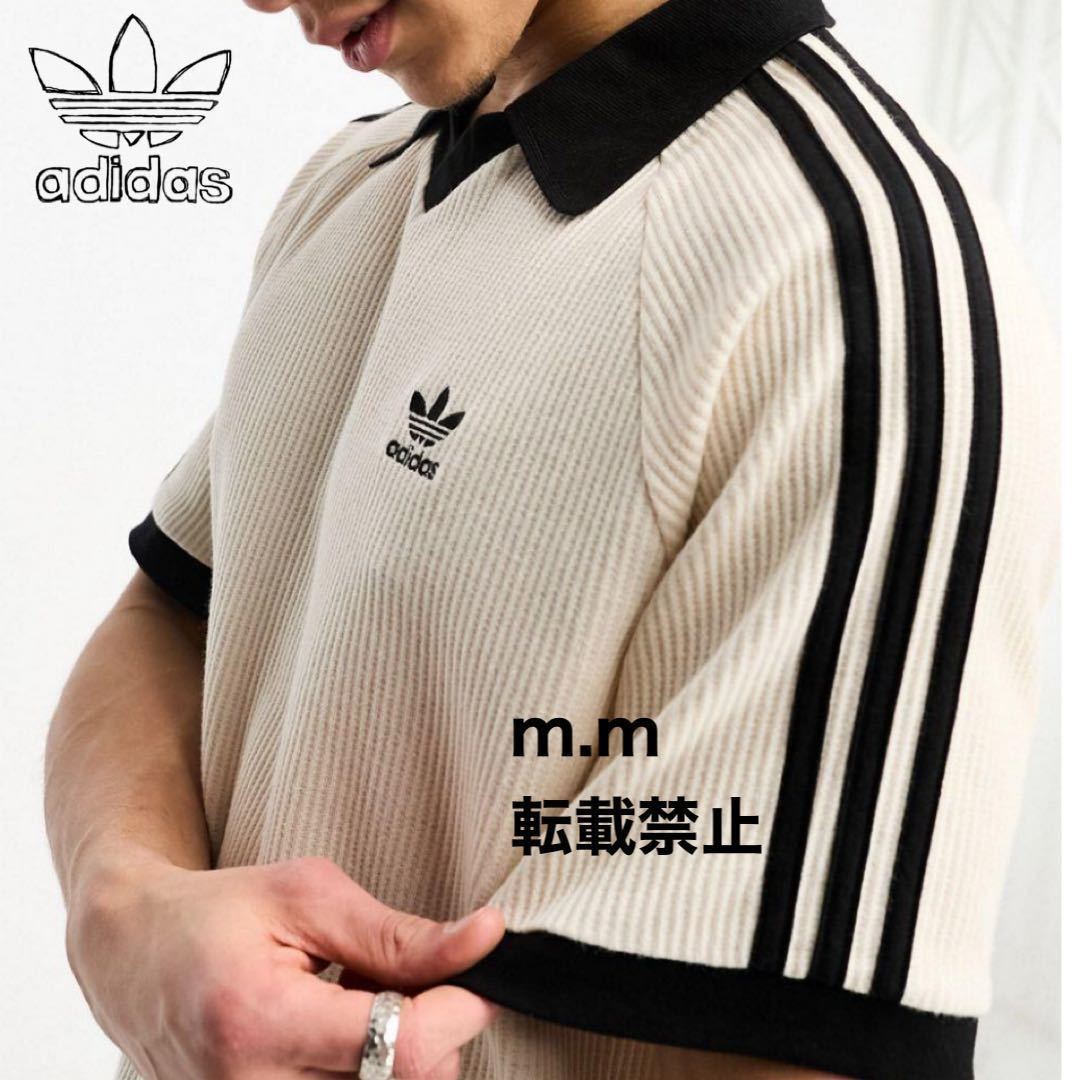 アディダス adidas ワッフルポロシャツ メンズ 3st ホワイト XL adicolor classic waffle polo shirt