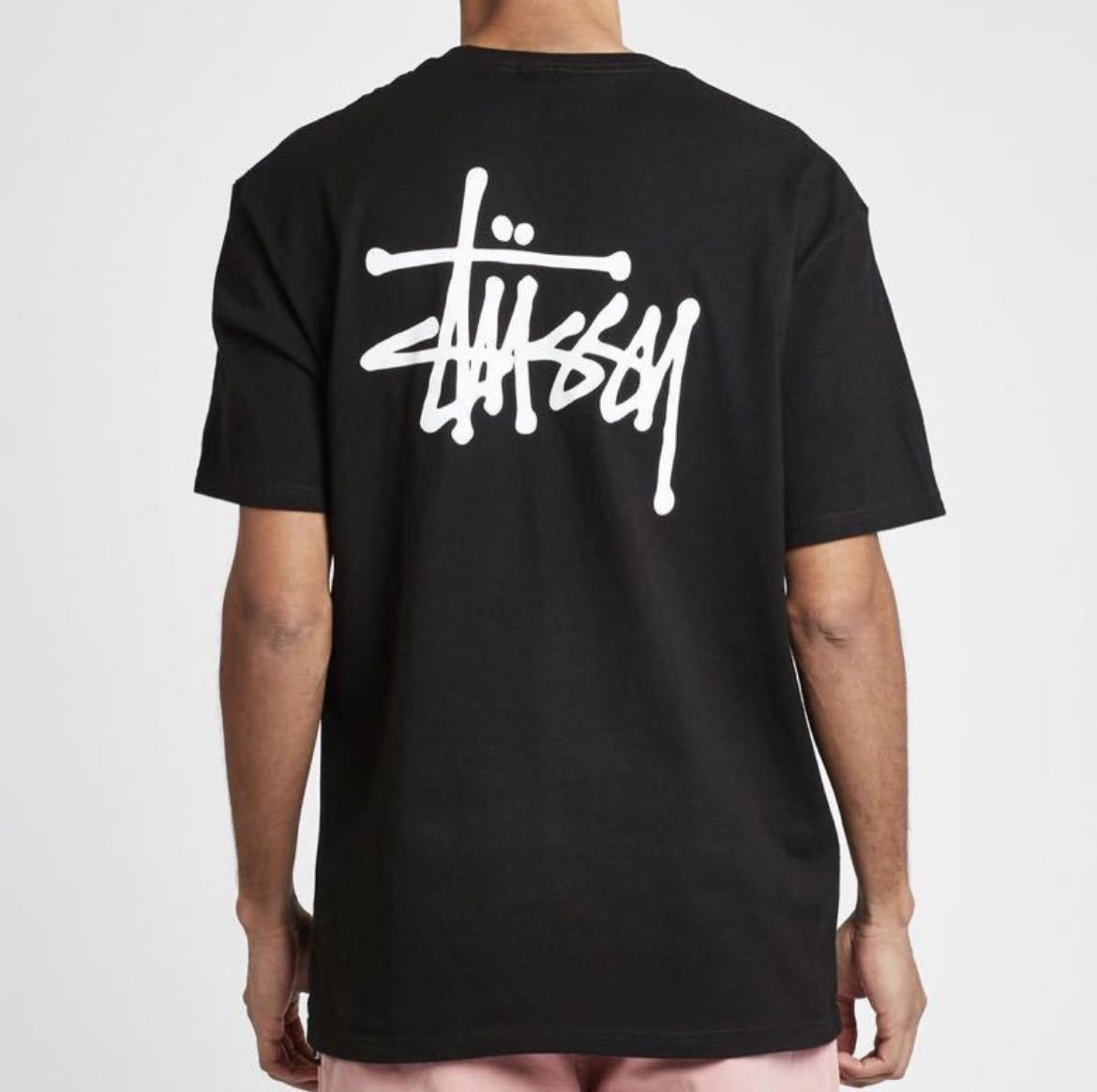 送料無料 stussy ステューシー メンズ レディース Tシャツ 半袖 ベーシック 黒 ブラック L