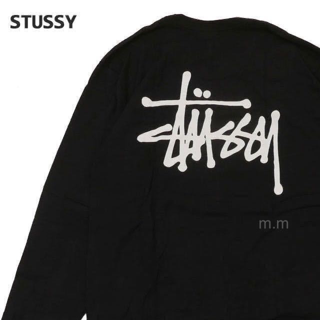 stussy ステューシー 長袖 ロンT カットソー ベイシック ブラック L Tee Logo 長袖Tシャツ黒 ブラック