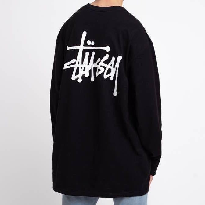 stussy ステューシー 長袖 ロンT カットソー ベイシック ブラック L Tee Logo 長袖Tシャツ黒 ブラック