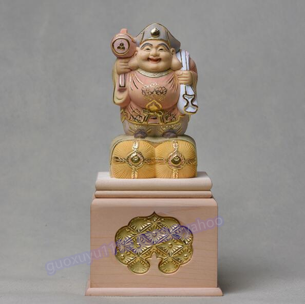 新品★綺麗 総檜材　仏教工芸品　木彫仏教　精密彫刻　仏師で仕上げ品 七福神　大黒天立像_画像1