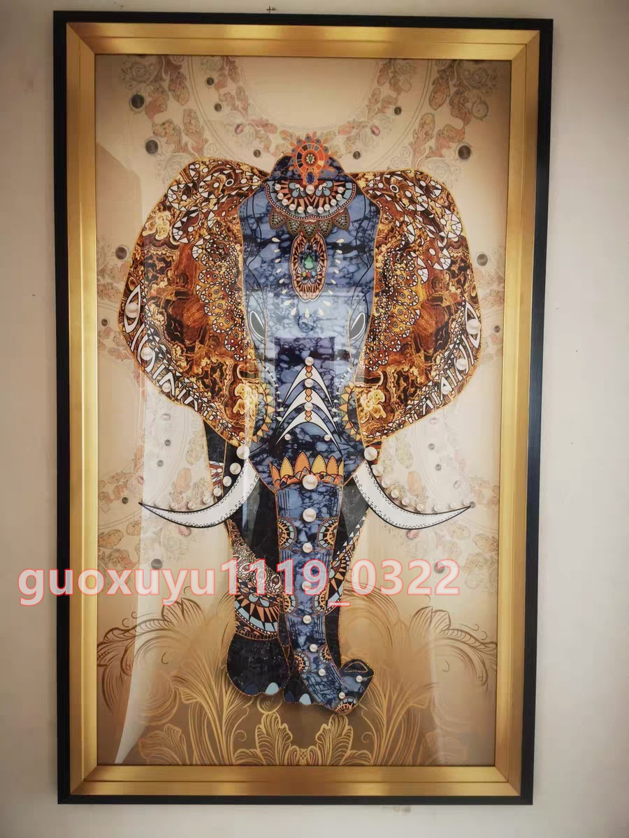 極美品 贅沢な装飾画 象 油彩 贅沢な美術品 絵画 玄関 壁画 掛け 装飾 応接間