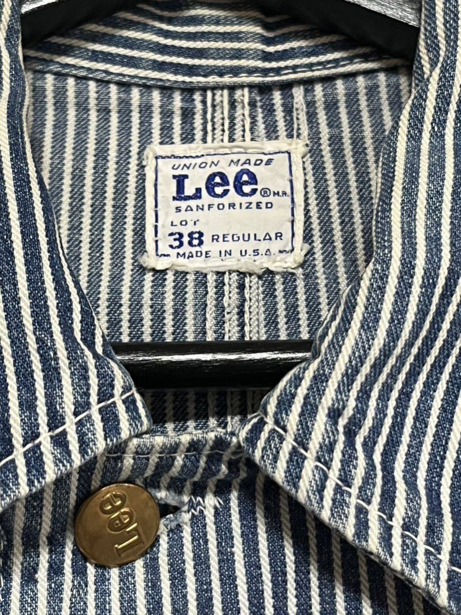 送料無料 60s 70s lee 98-j ヒッコリー カバーオール 38 / リー 91-j