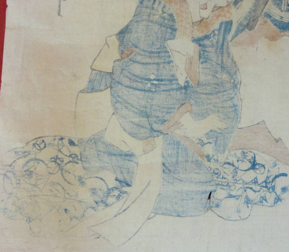  подлинный произведение оригинал гравюра на дереве картина в жанре укиё [ изображение актеров ... Edo гравюра на дереве (37,3×25,2.) индиго ...]. река .. страна .. . человек 